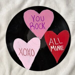 Heart Painted Vinyl Record Art (Valentines)